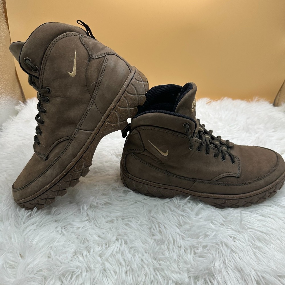 Nike ACG Air Wildwood Leather Hiking Boots Brown Men's Size 8 648001-221